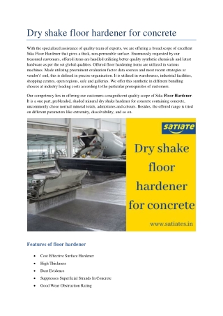 Dry shake floor hardener for concrete
