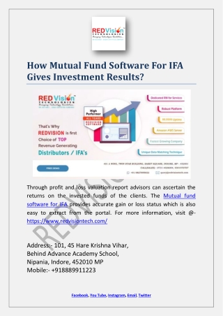 How Mutual Fund Software For IFA Gives Investment Results?