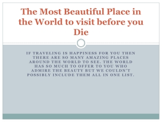 most beautiful places in the world
