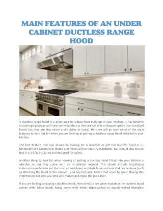 Ductless range hood under cabinet