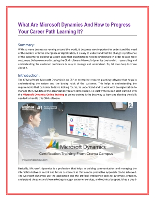 What Are Microsoft Dynamics And How to Progress Your Career Path Learning It?