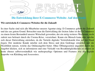 Die Entwicklung ihrer E-Commerce Website- Auf den Punkt