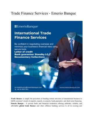 Trade Finance Services - Emerio Banque