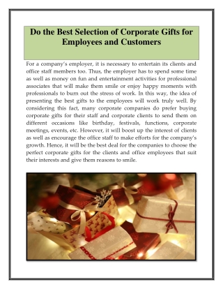 Do the Best Selection of Corporate Gifts for Employees and Customers