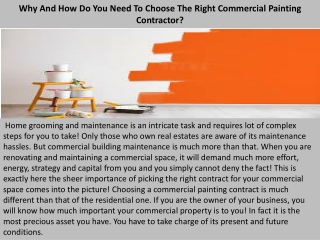 Why And How Do You Need To Choose The Right Commercial Painting Contractor?