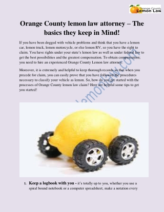 Orange County lemon law attorney – The basics they keep in Mind!