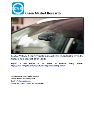 Global Vehicle Security Systems Market Size, Competitive Analysis and Forecast - 2019-2025