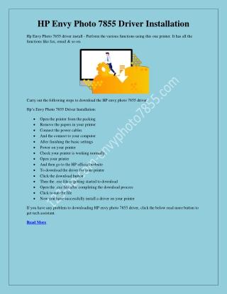 The HP Envy Photo 7855 Driver Installation