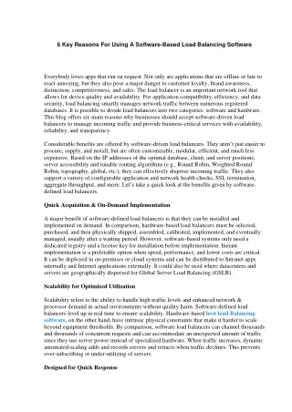 6 Key Reasons for Using a Software-based Load Balancing Software
