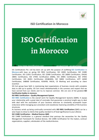 ISO Certification in Morocco | ISO Certification Body in Morocco | SIS Cert