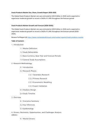 Global Snack Products Industry Growth Forecast Report 2020-2025