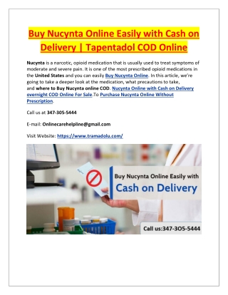 Buy Nucynta Online Easily with Cash on Delivery | Tapentadol COD Online