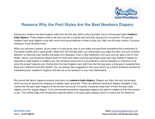 Reasons Why the Pant Styles Are the Best Newborn Diapers