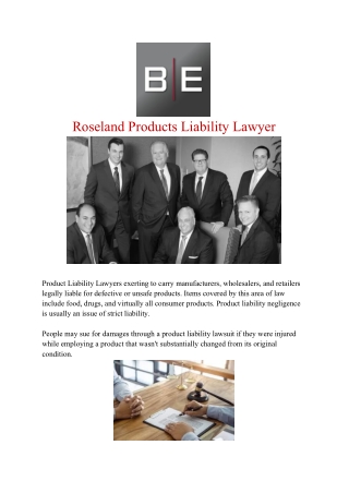 Roseland Products Liability Lawyer