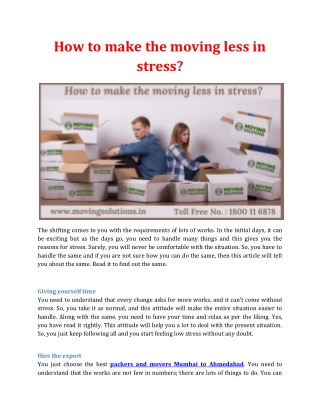 How to make the moving less in stress?