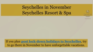 Seychelles in November by Savoy Resort & Spa