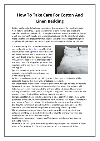 How To Take Care For Cotton And Linen Bedding