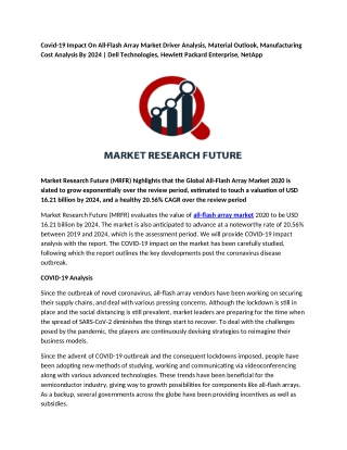 COVID-19 Impact On All-Flash Array Market