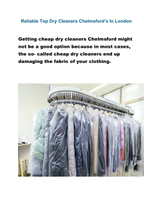 Reliable Top Dry Cleaners Chelmsford's In London