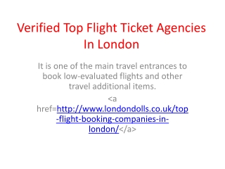 Verified Top Flight Ticket Agencies In London