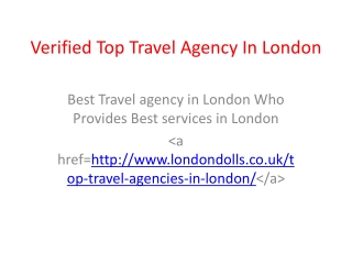 Verified Top Travel Agency In London