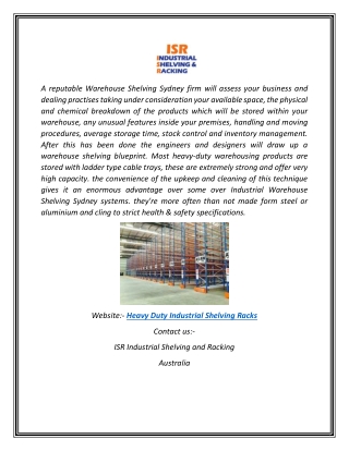 Heavy Duty Industrial Shelving Racks | Industrialshelvingandracking.com.au