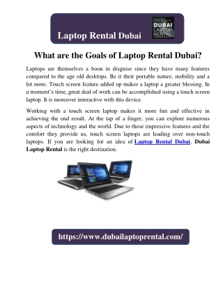 What are the Goals of Laptop Rental Dubai?