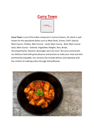 10% Off - Curry Town Menu Indian Restaurant Carrum Downs, VIC