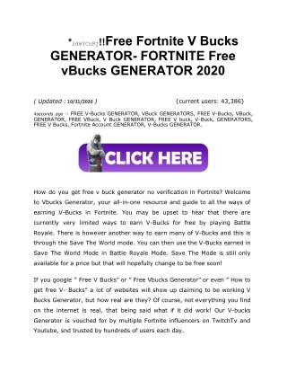 Fortnite Vbucks Generator 2020