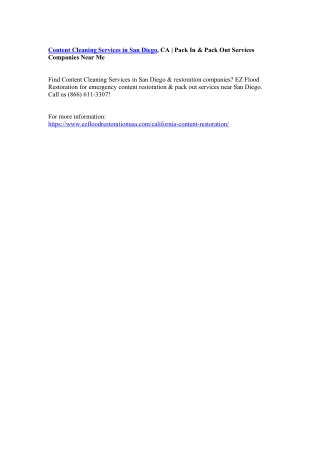 Content Cleaning Services in San Diego, CA | Pack In & Pack Out Services Companies Near Me