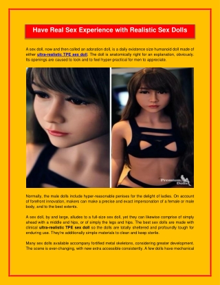 Have Real Sex Experience with Realistic Sex Dolls