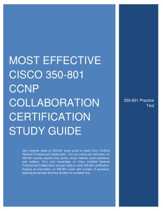 Most Effective Cisco 350-801 CCNP Collaboration Certification Study Gu