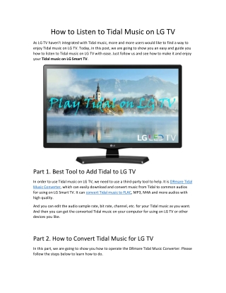 How to Listen to Tidal Music on LG Smart TV