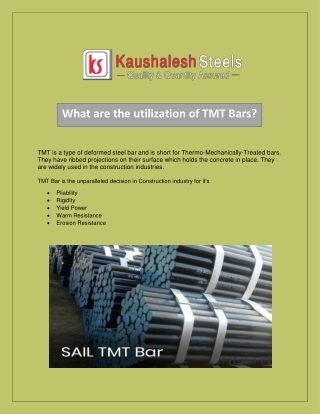 What are the utilization of TMT Bars?