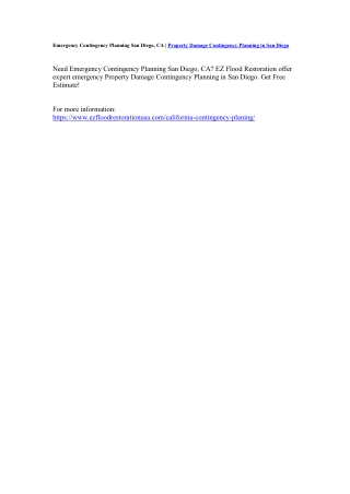 Emergency Contingency Planning San Diego, CA | Property Damage Contingency Planning in San Diego