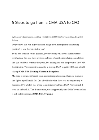 5 Steps to go from a CMA USA to CFO | HI-Educare