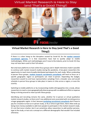 Virtual Market Research is Here to Stay (and That’s a Good Thing!)