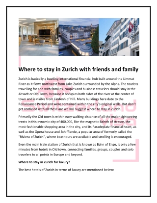 Where to stay in Zurich with friends and family