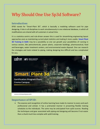 Why Should One Use Sp3d Software?