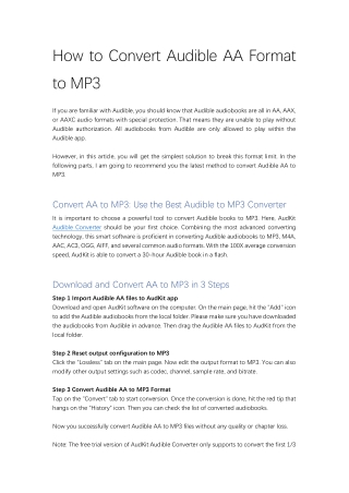 How to Convert Audible AA to MP3 2020