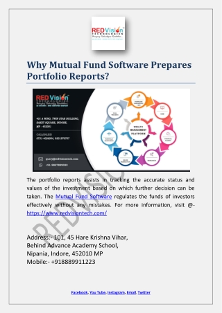 Why Mutual Fund Software Prepares Portfolio Reports?