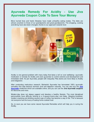 Ayurveda Remedy For Acidity - Use Jiva Ayurveda Coupon Code To Save Your Money