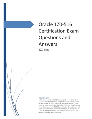 [UPDATED] Oracle 1Z0-516 Certification Exam Questions and Answers