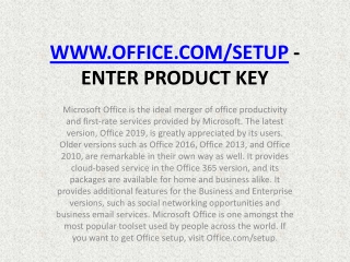 Office.com/setup - Enter Product Key - www.office.com/setup