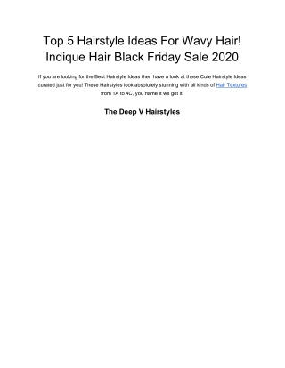 Top 5 Hairstyle Ideas For Wavy Hair! Indique Hair Black Friday Sale 2020