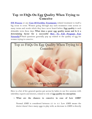Top 10 FAQs On Egg Quality When Trying to Conceive
