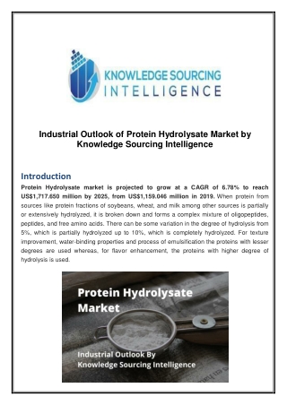 Industrial Outlook of Protein Hydrolysate Market by Knowledge Sourcing
