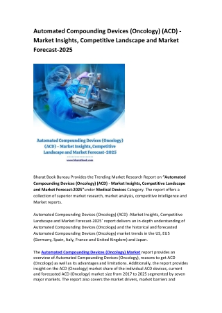 Automated Compounding Devices (Oncology) (ACD) Market