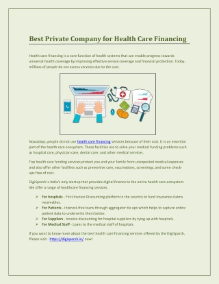 Best Private Company For Health Care Financing