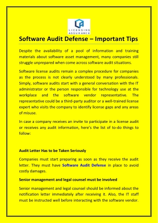 Software Audit Defense – Important Tips